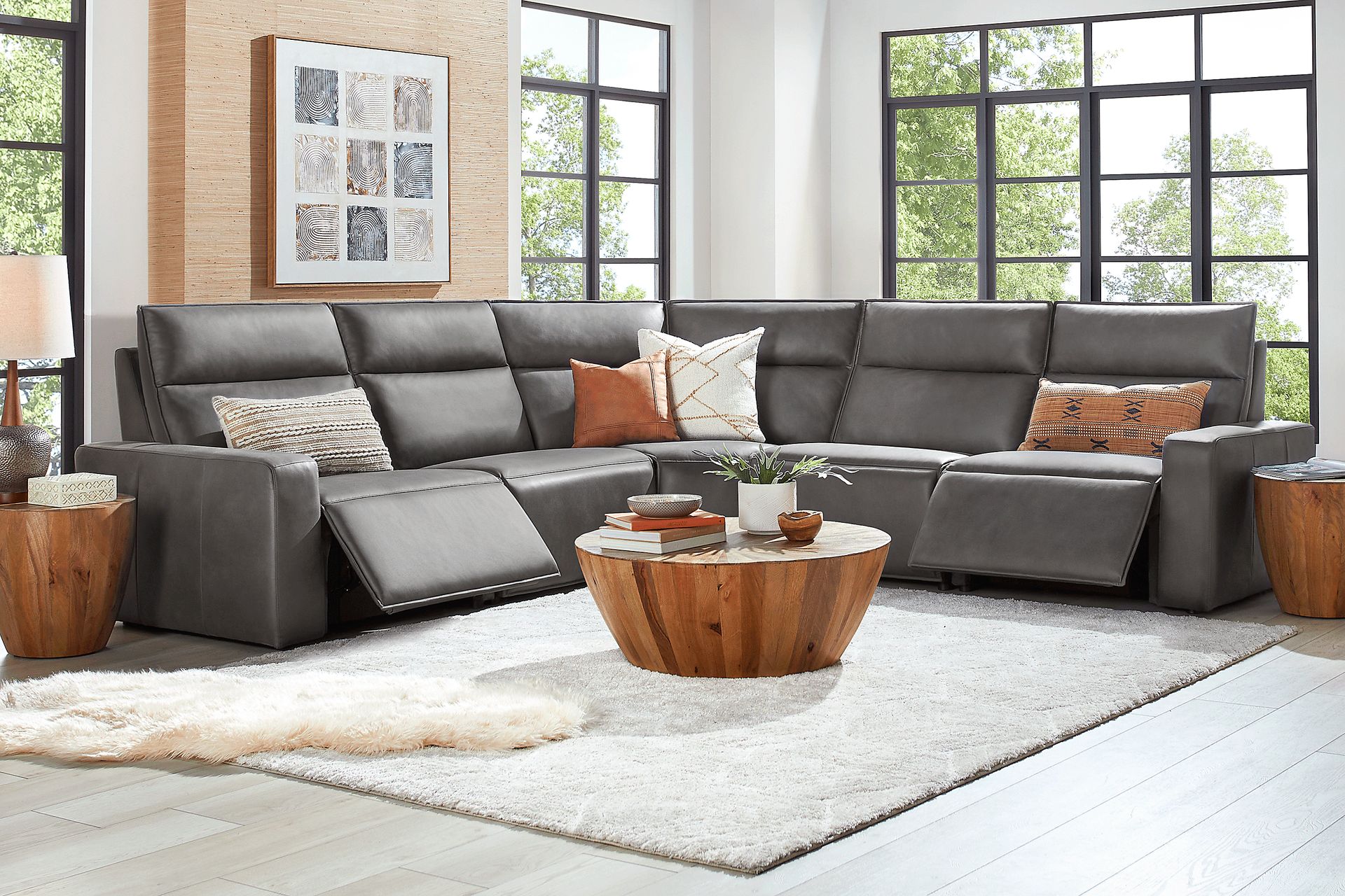 ModularTwo Charcoal 5 Pc Dual Power Reclining Sectional - Image 2