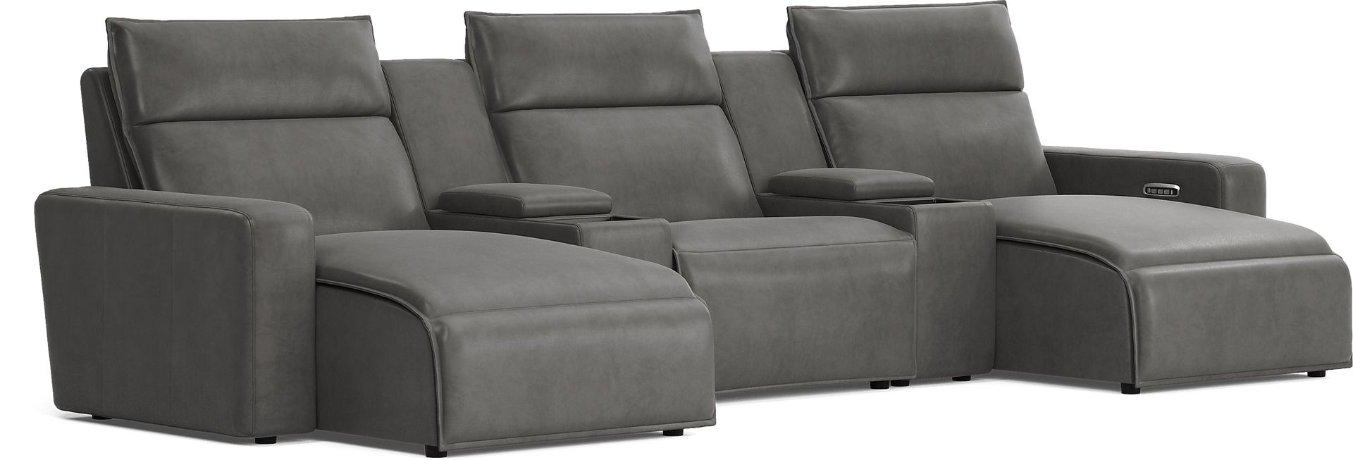 Charcoal 5 Pc Dual Power Reclining ModularTwo with Media Consoles - Image 2