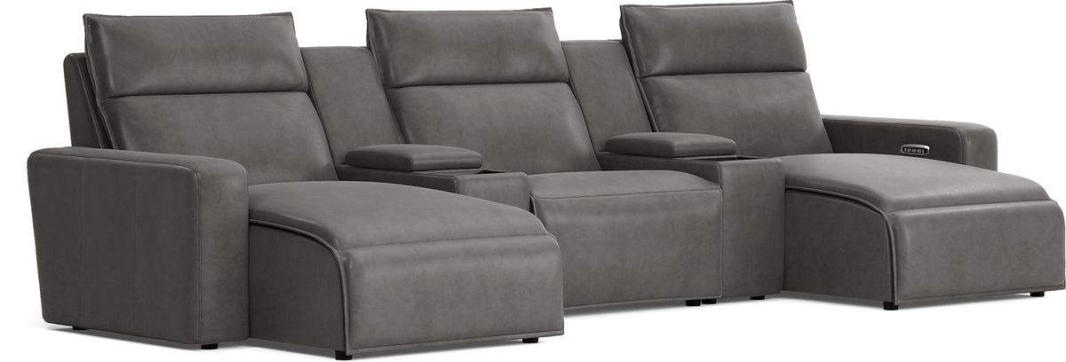 Modulartwo Charcoal Black,Gray Microfiber 5 Pc Dual Power Reclining ...