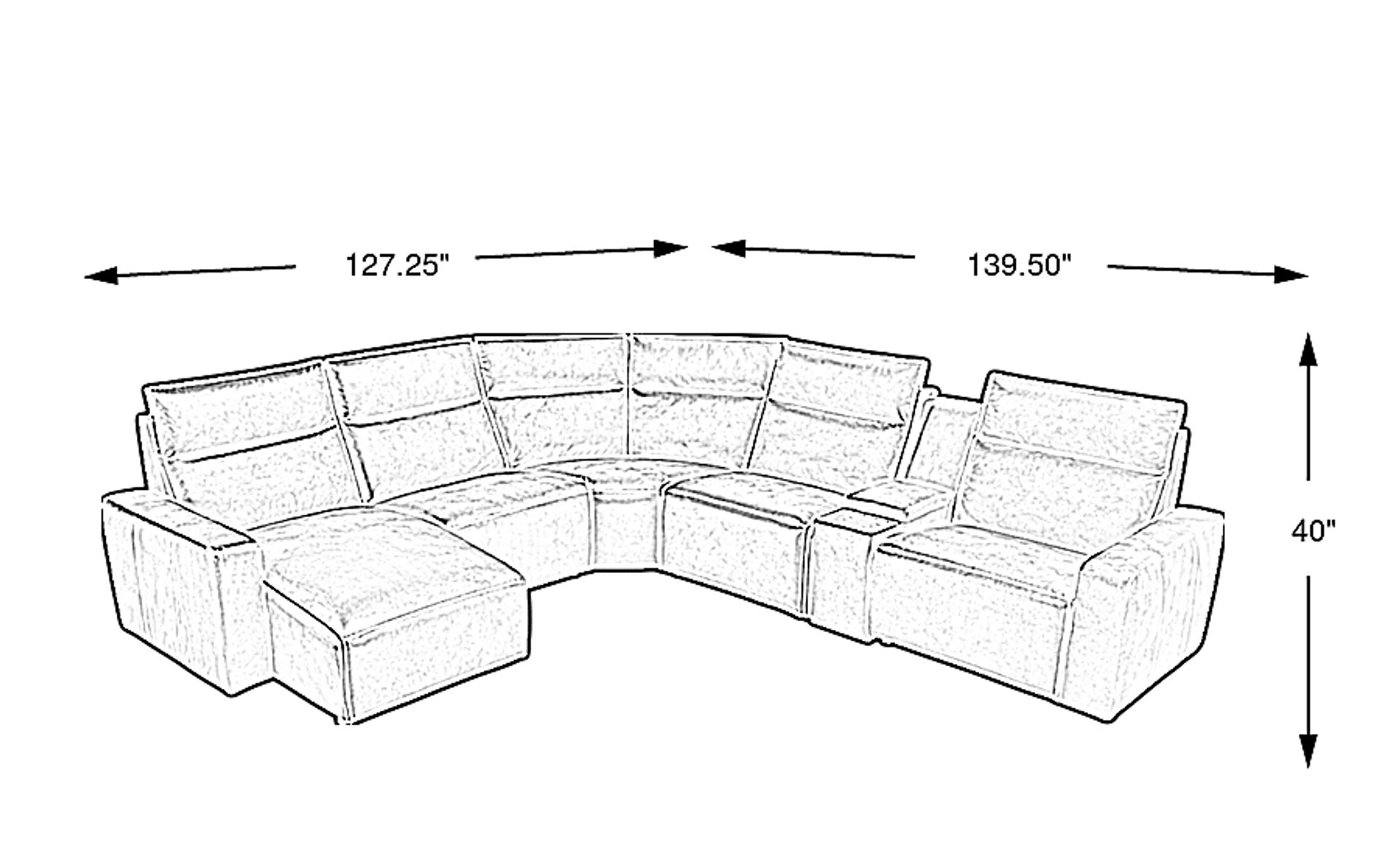 Modulartwo Charcoal Black,Gray Microfiber 6 Pc With Chaise Left Media ...