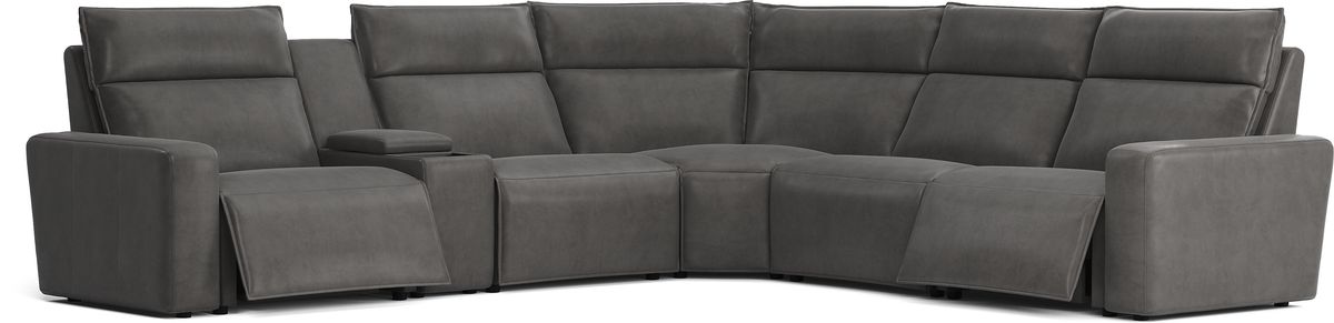 Modulartwo Charcoal Black,Gray Microfiber 6 Pc Dual Power Reclining ...