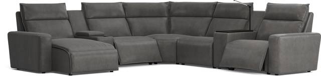 ModularTwo Charcoal 7 Pc Dual Power Reclining Sectional with Media and Wood Top Consoles - Thumbnail - Image 3