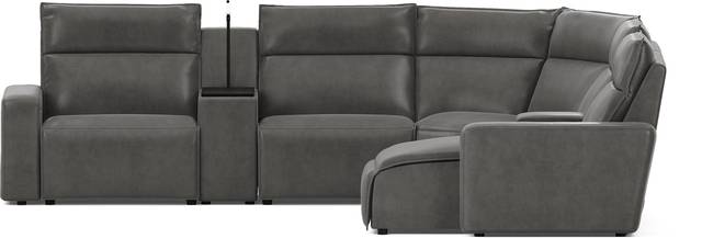 ModularTwo Charcoal 7 Pc Dual Power Reclining Sectional with Media and Wood Top Consoles - Thumbnail - Image 3