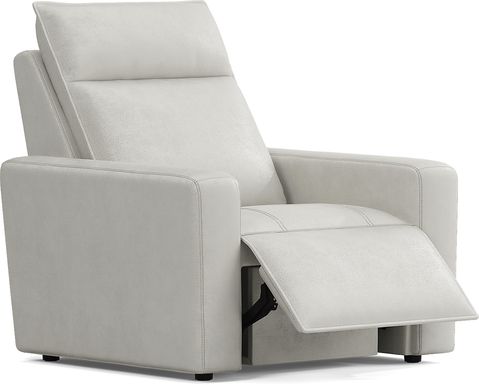 ModularTwo Light Gray Leather Dual Power Recliner