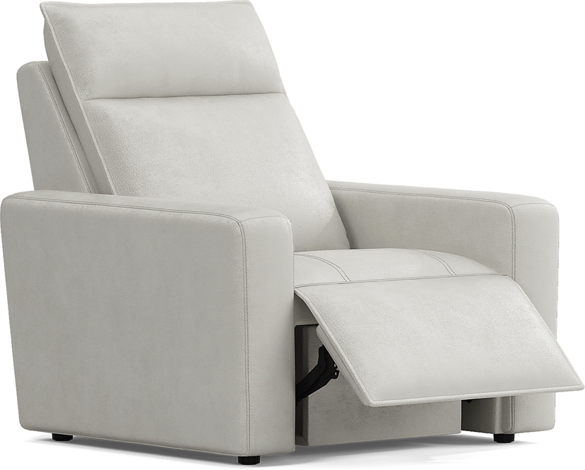 ModularTwo Light Gray Leather Dual Power Recliner