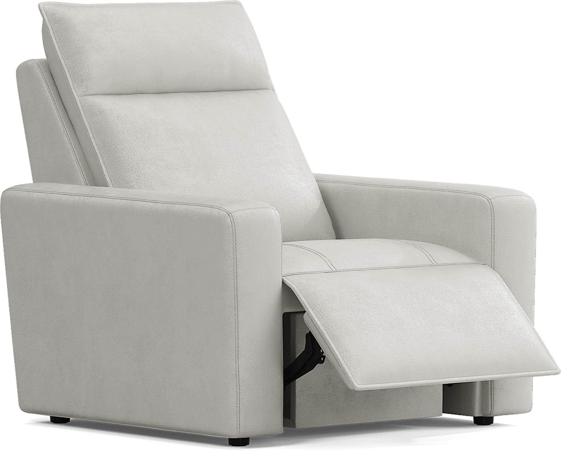 ModularTwo Light Gray Leather Dual Power Recliner