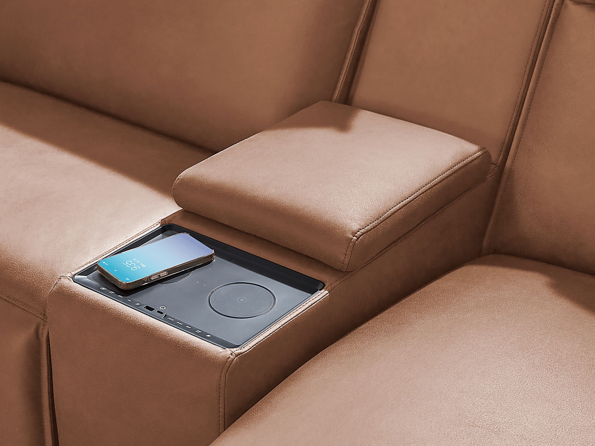 Saddle 3 Pc Dual Power Reclining ModularTwo with Media Console - Image 7