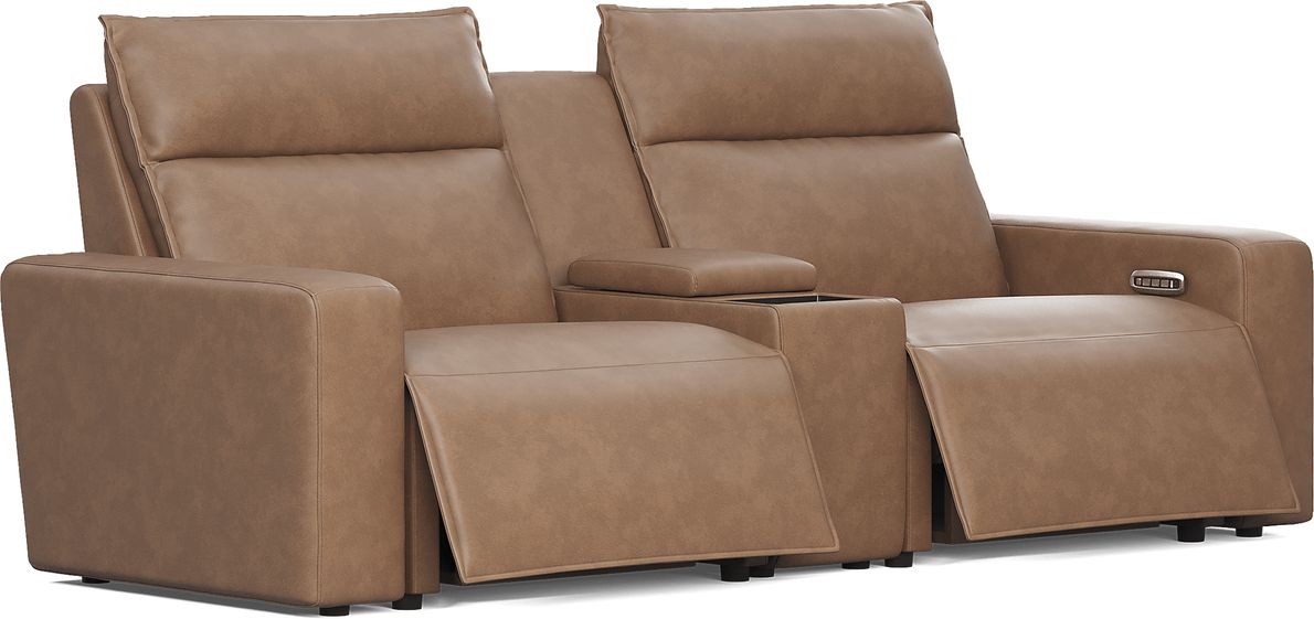 ModularTwo Saddle 3 Pc Dual Power Reclining Sectional with Media Console