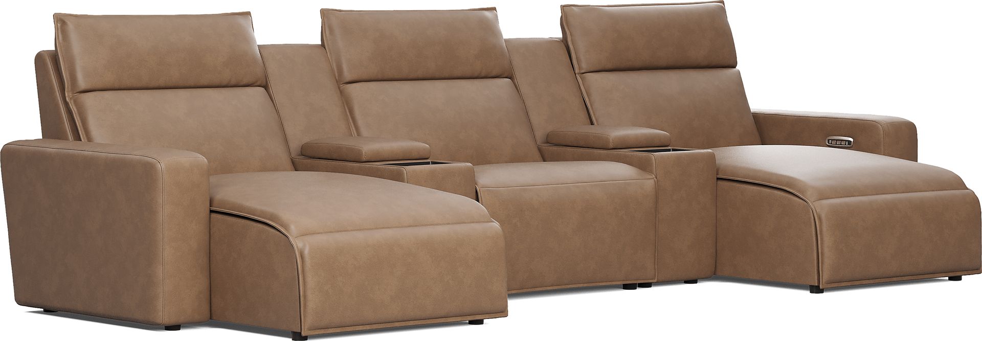 Saddle 5 Pc Dual Power Reclining ModularTwo with Media Consoles - Image 2