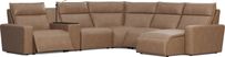ModularTwo Saddle 6 Pc Dual Power Reclining Sectional with Wood Top Console