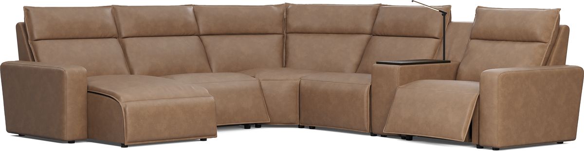 Modulartwo Saddle Brown Microfiber 6 Pc Dual Power Reclining
