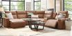 ModularTwo Saddle 6 Pc Dual Power Reclining Sectional with Wood Top Console
