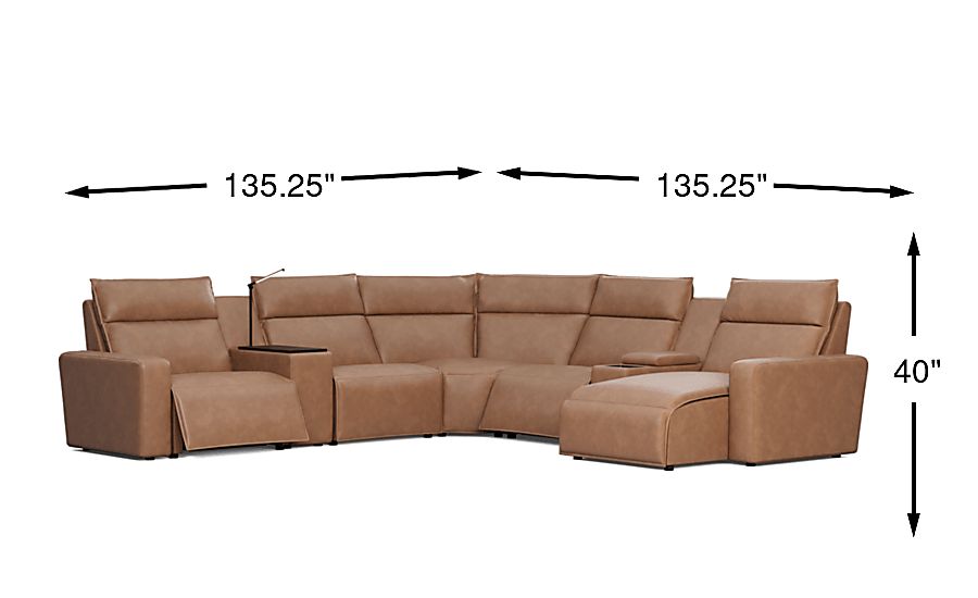 モデルルーム家具屋 Modulartwo Saddle Brown Microfiber 7 Pc Dual Power Reclining