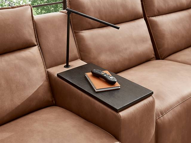 ModularTwo Saddle 7 Pc Dual Power Reclining Sectional with Media and Wood Top Consoles - Thumbnail - Image 3