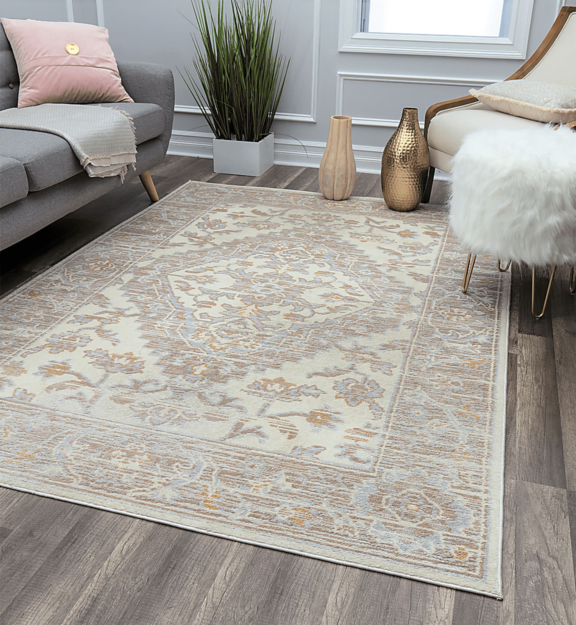 Mohal White 5'3 x 7' Rug - Image 3