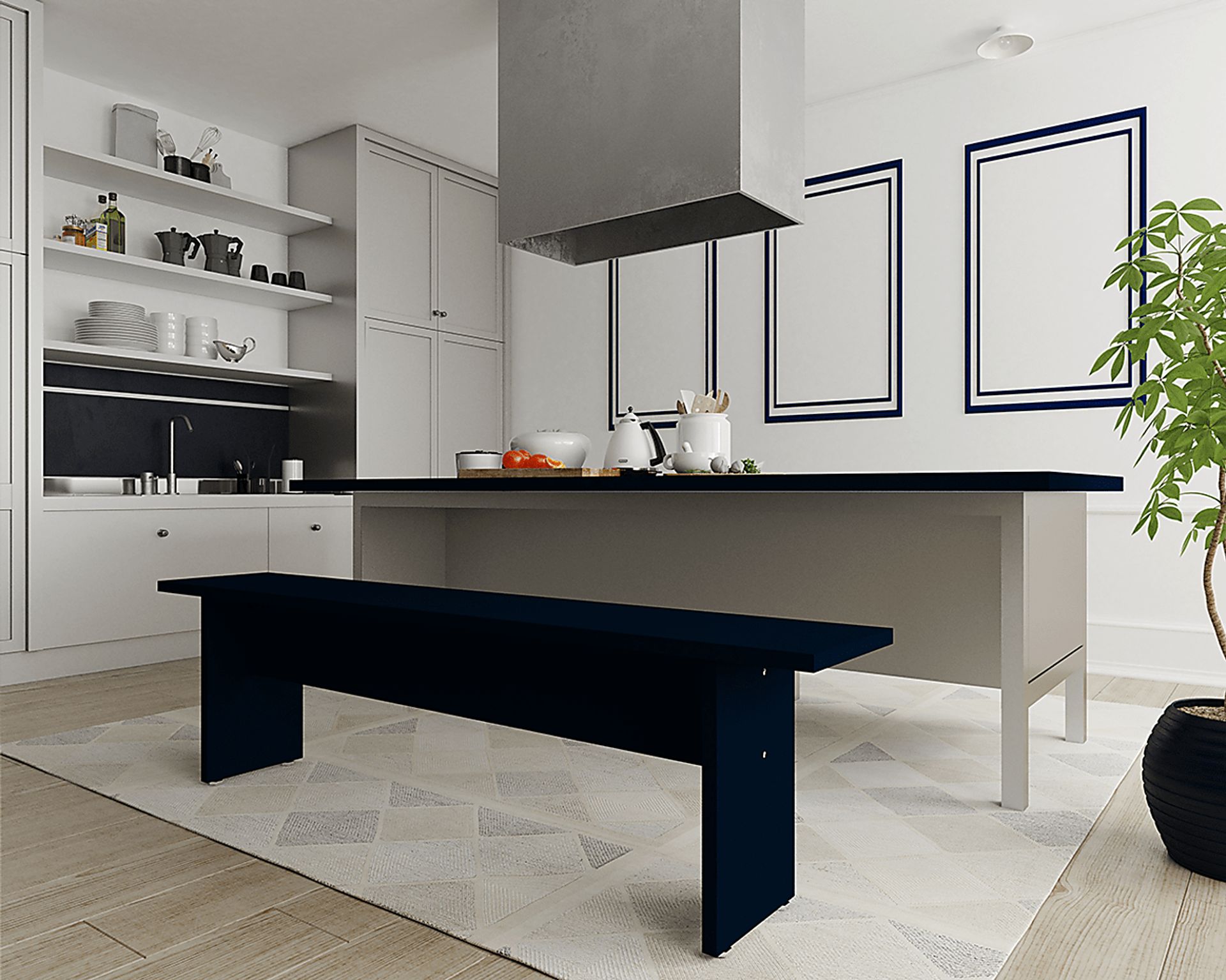 Mokema Blue Dining Bench - Image 2