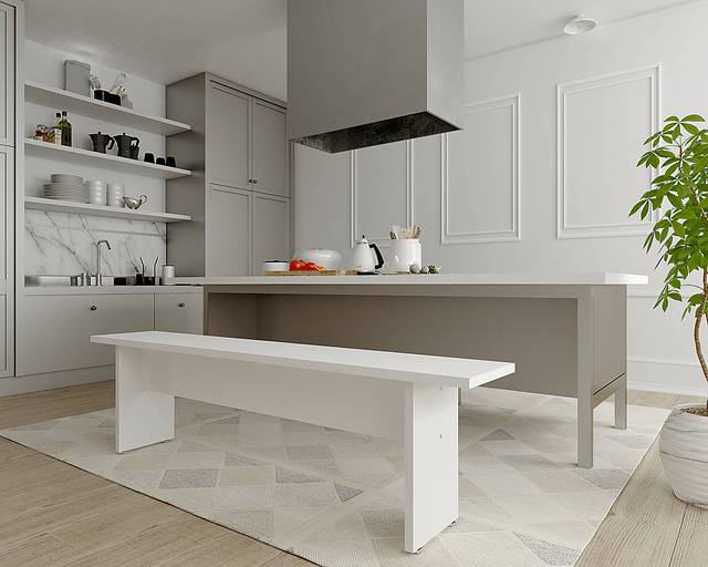 Mokema White Dining Bench - Thumbnail - Image 2