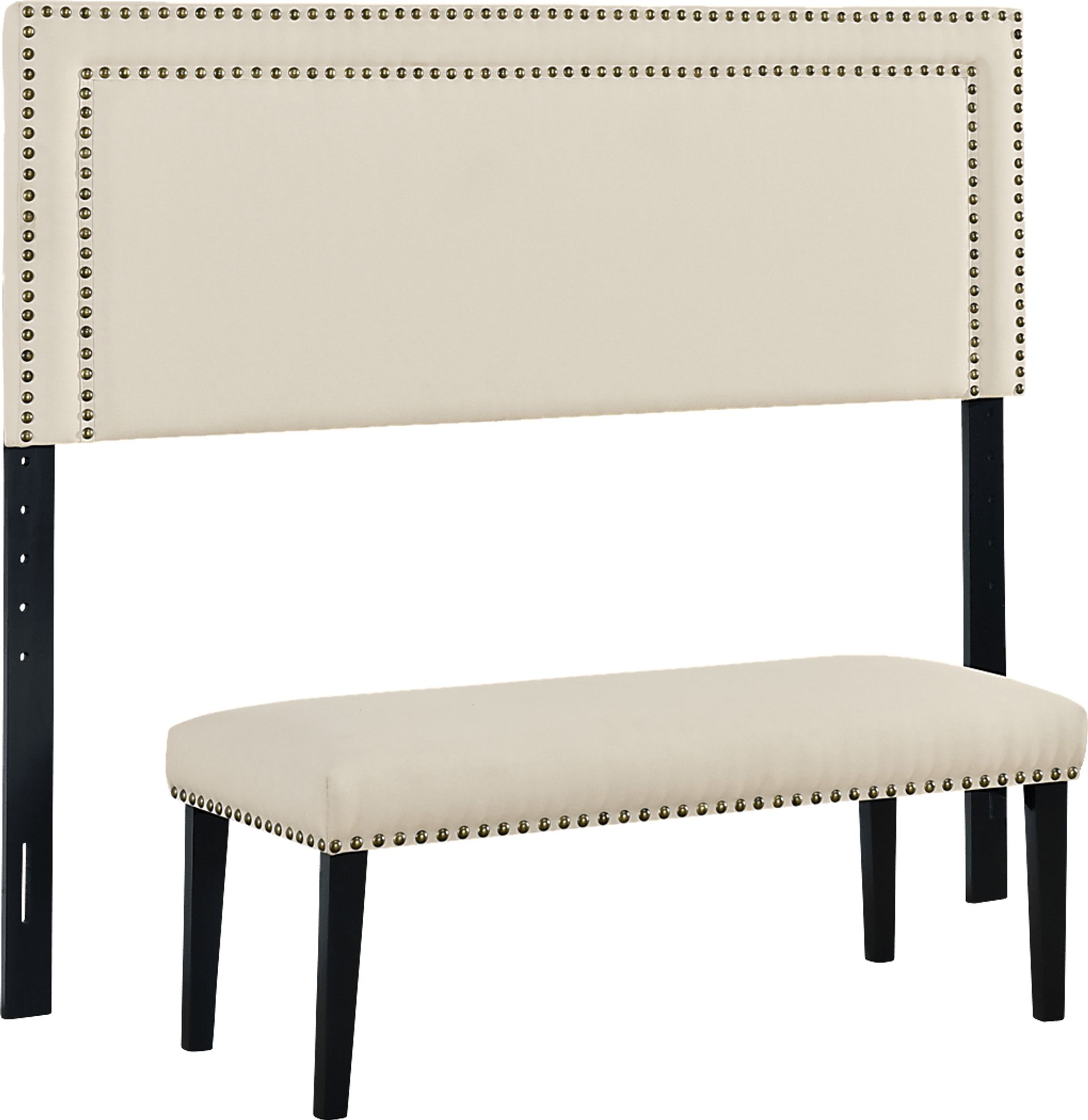 Mollywoods Cream Queen Headboard and Bench - Image 2