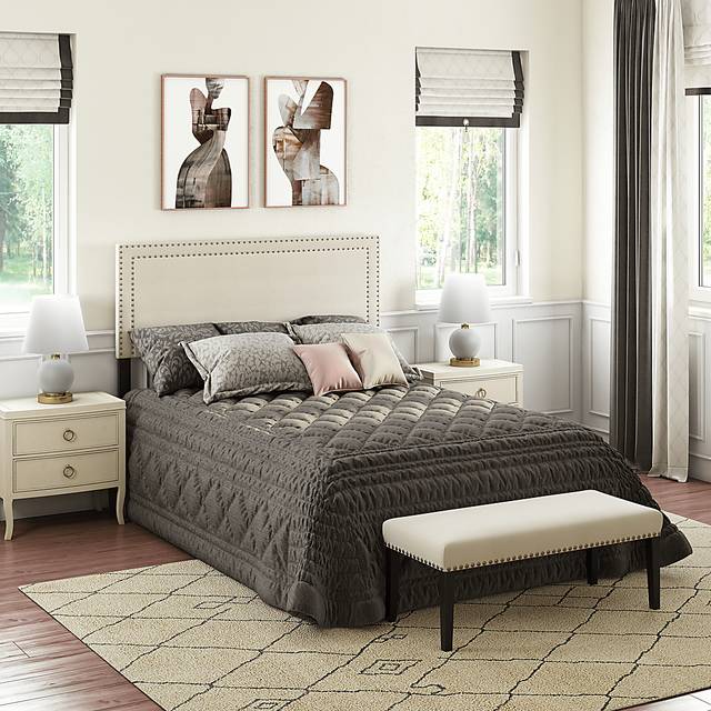 Mollywoods Cream Queen Headboard and Bench - Thumbnail - Image 8