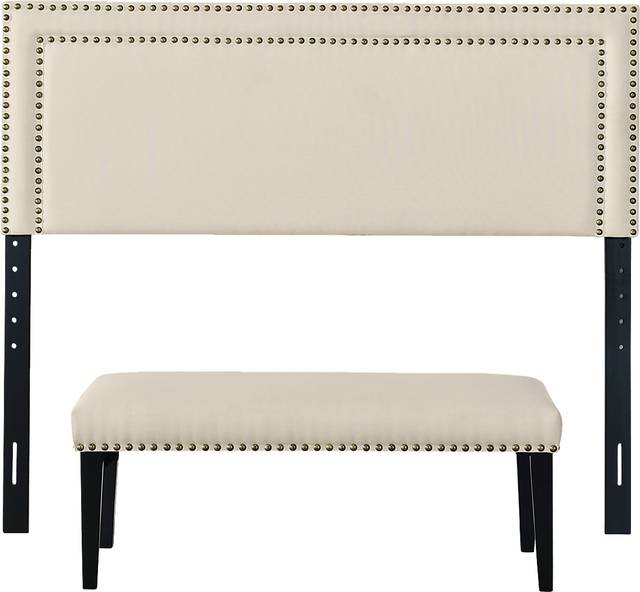 Mollywoods Cream Queen Headboard and Bench - Thumbnail - Image 1