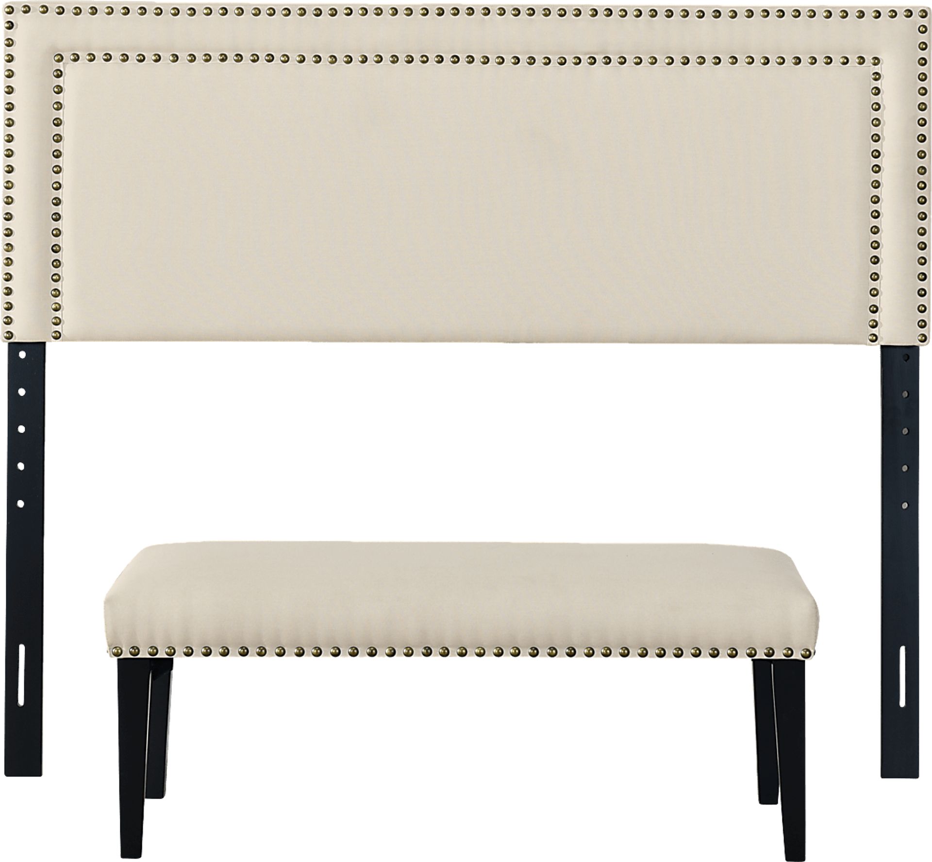 Mollywoods Cream Queen Headboard and Bench - Image 1