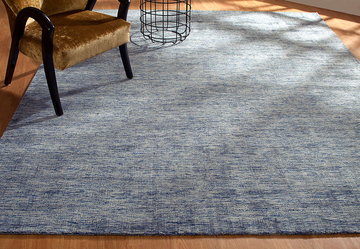 Moncha Blue Viscose Rug | Rooms to Go