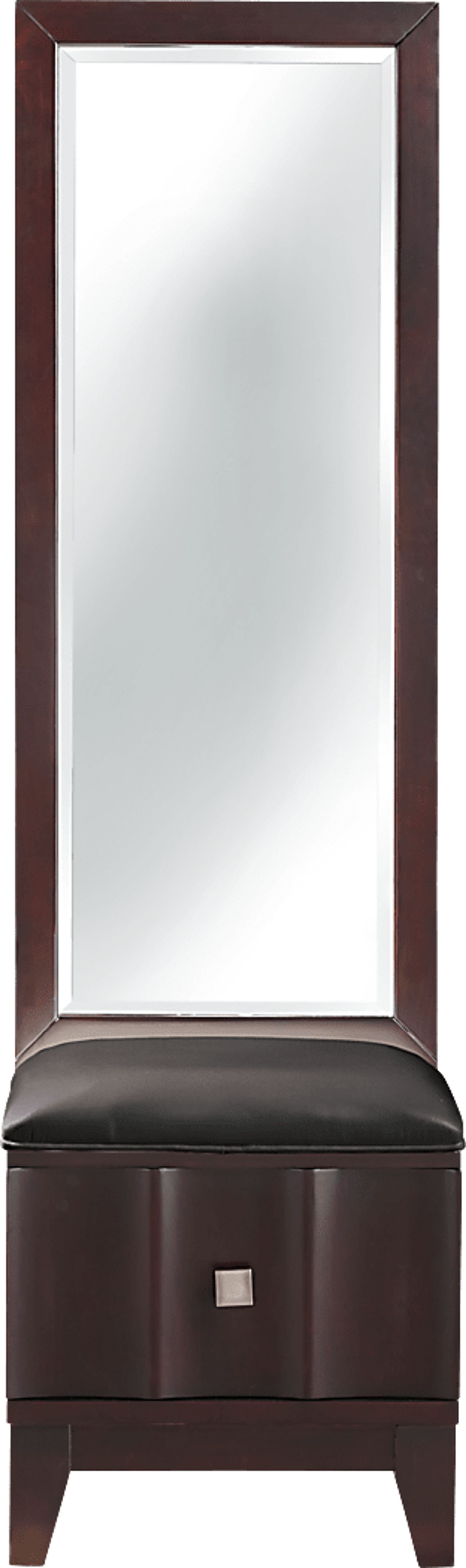 Mondavi Espresso 2 Pc Floor Mirror & Stool - Image 1