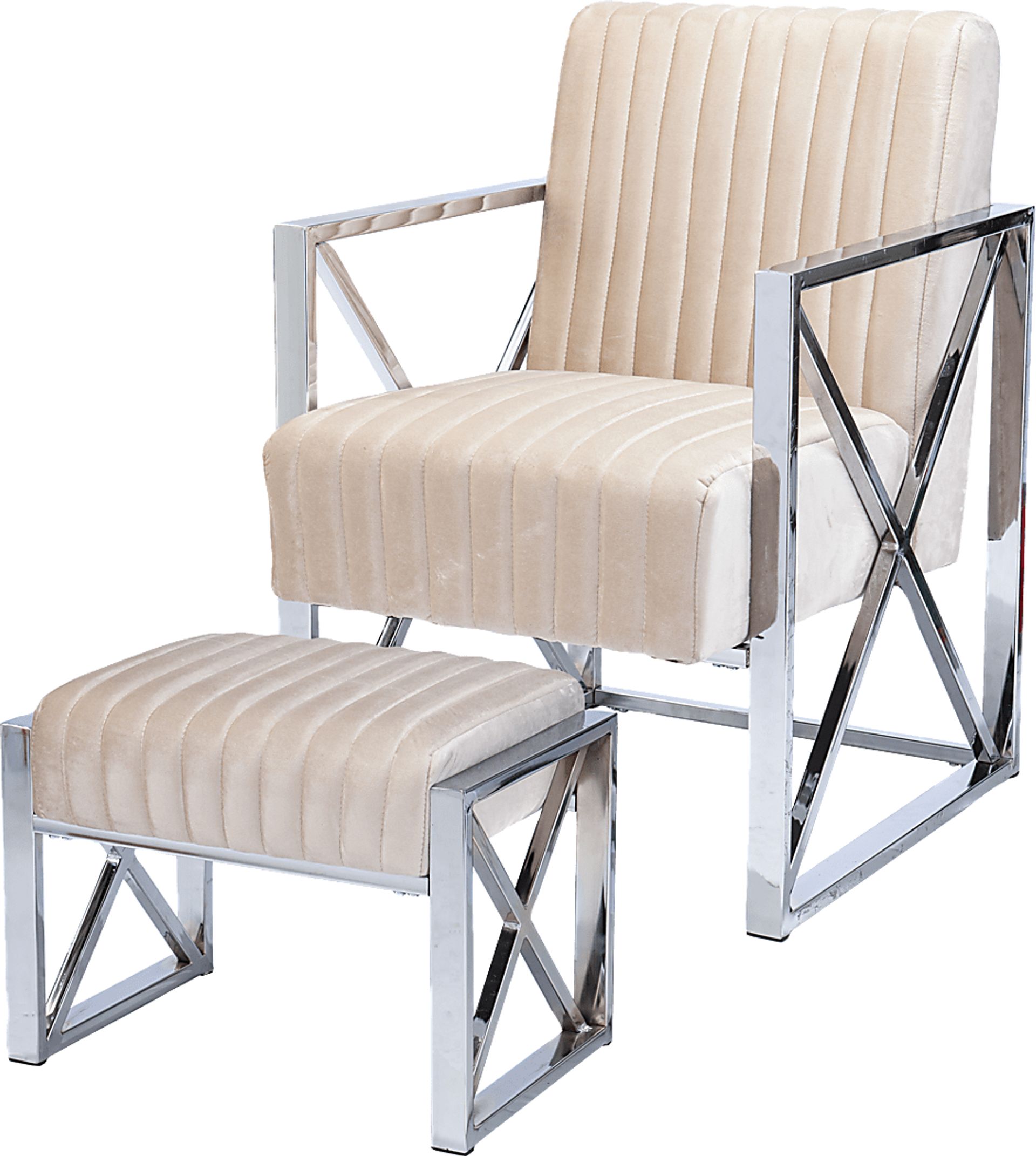Moniteau Champagne Accent Chair With Ottoman - Image 1