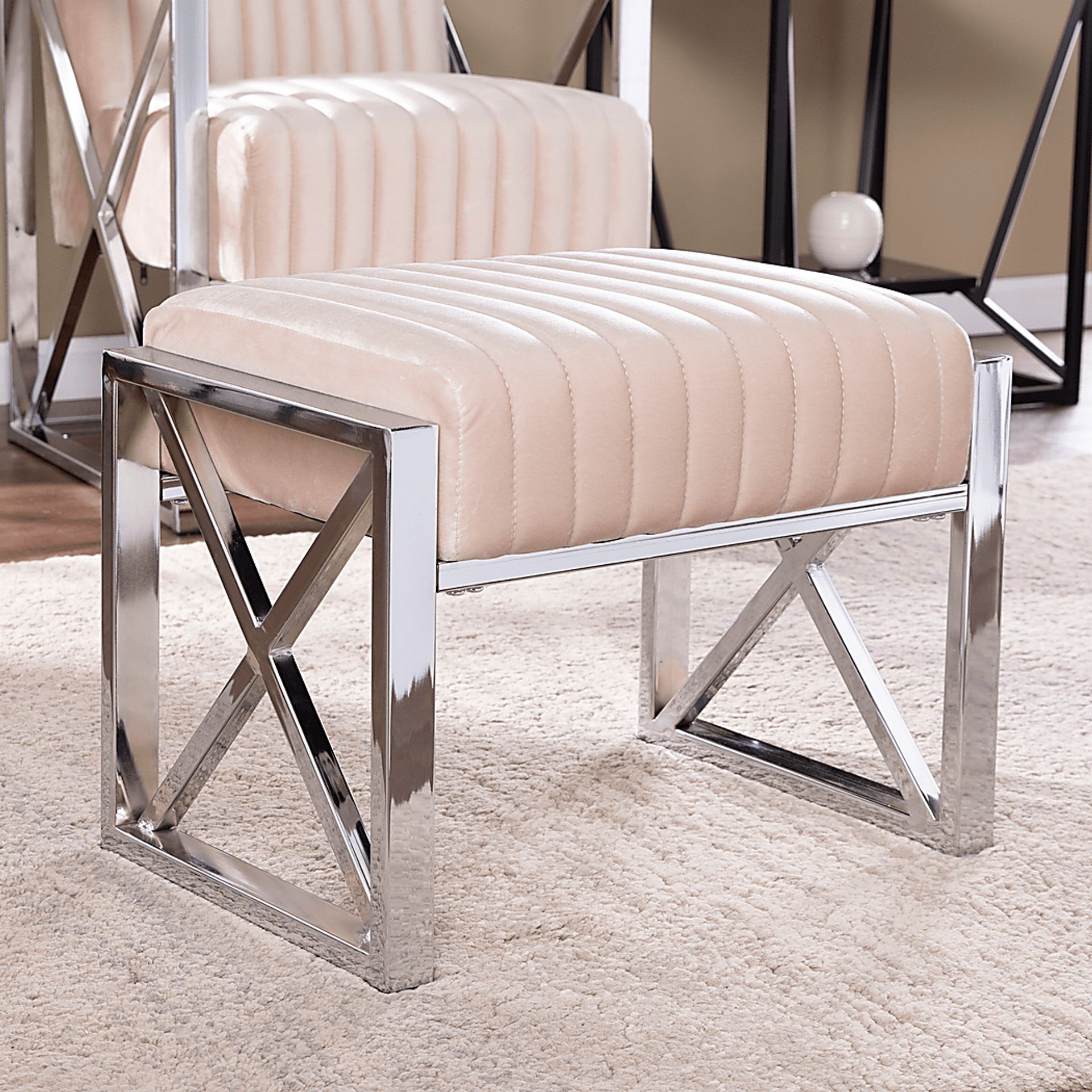 Moniteau Champagne Ottoman - Image 2