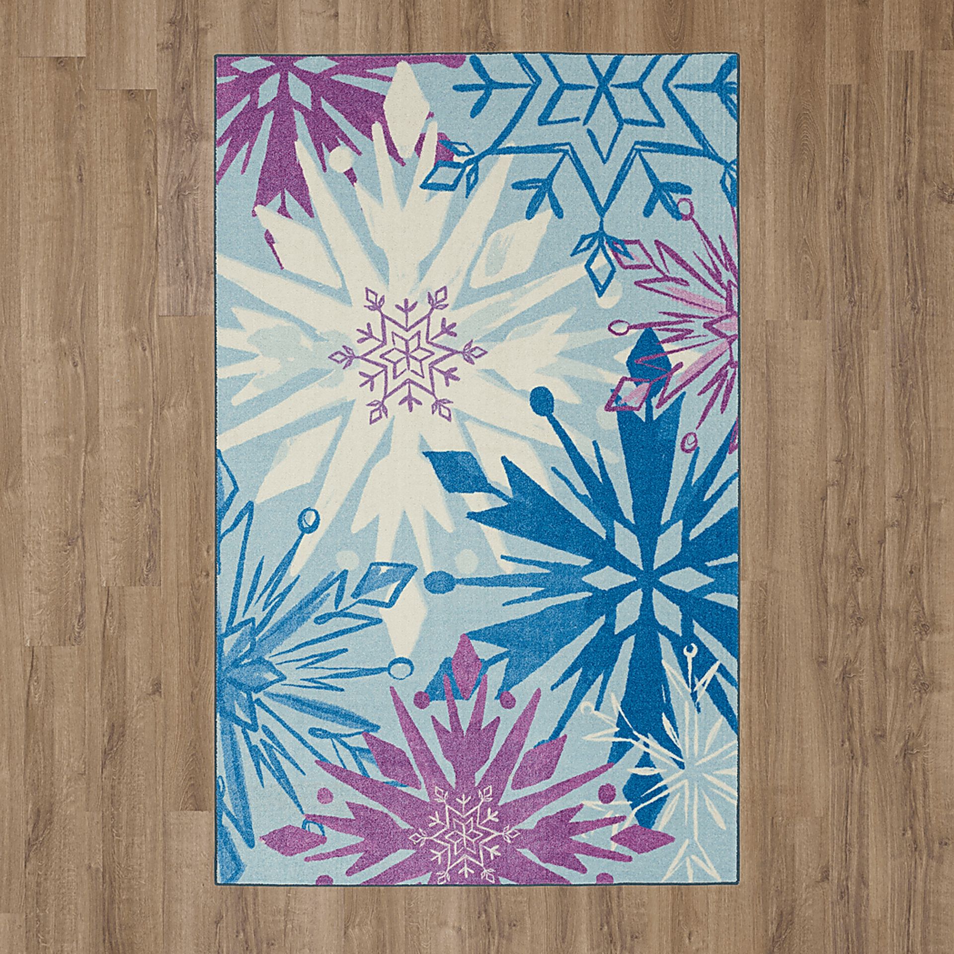 Kids Disney's Montage Of Snowflakes Blue 3'3 x 5' Rug - Image 4