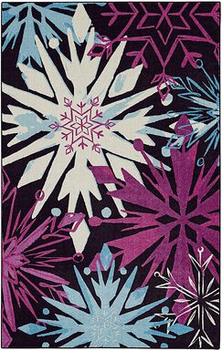 Kids Disney's Montage Of Snowflakes Purple 3'3 x 5' Rug