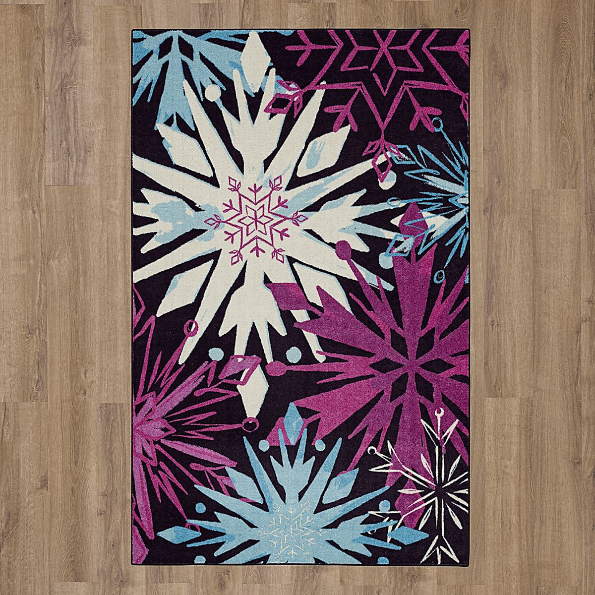 Disney Montage Of Snowflakes Black,Blue,Multi,Purple Black,Blue,Multi ...