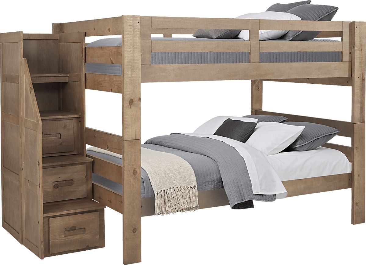 Montana 2.0 Driftwood Light Wood Full/Full Step Bunk | Rooms to Go