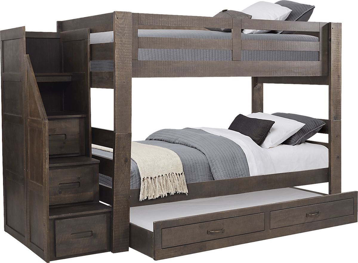 Montana 2.0 Espresso Dark Wood Twin/Twin Step Bunk | Rooms to Go