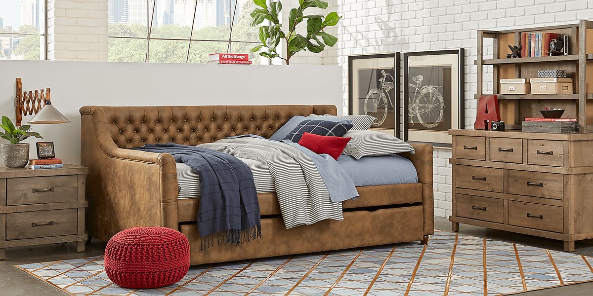 Montana 5 Pc Driftwood Light Wood Full Bedroom Set With Dresser & Hutch ...