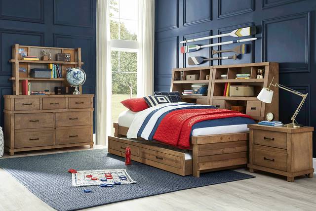 Kids Montana 2.0 Driftwood 5 Pc Twin Bookcase Wall Bed - Thumbnail - Image 2