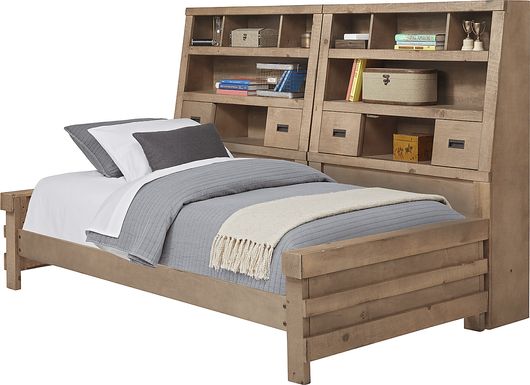 Kids Montana 2.0 Driftwood 5 Pc Twin Bookcase Wall Bed