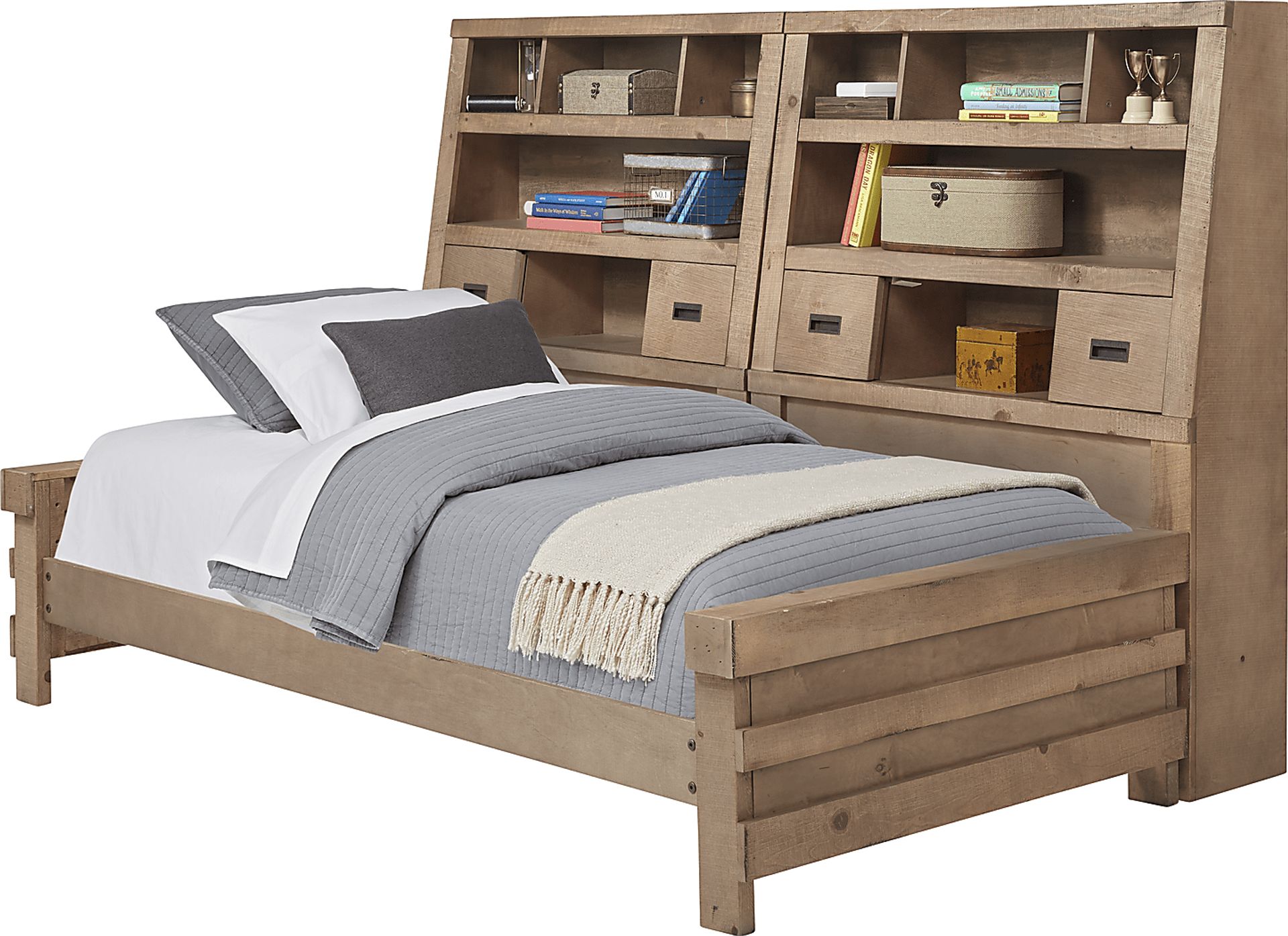 Kids Montana 2.0 Driftwood 5 Pc Twin Bookcase Wall Bed - Image 1