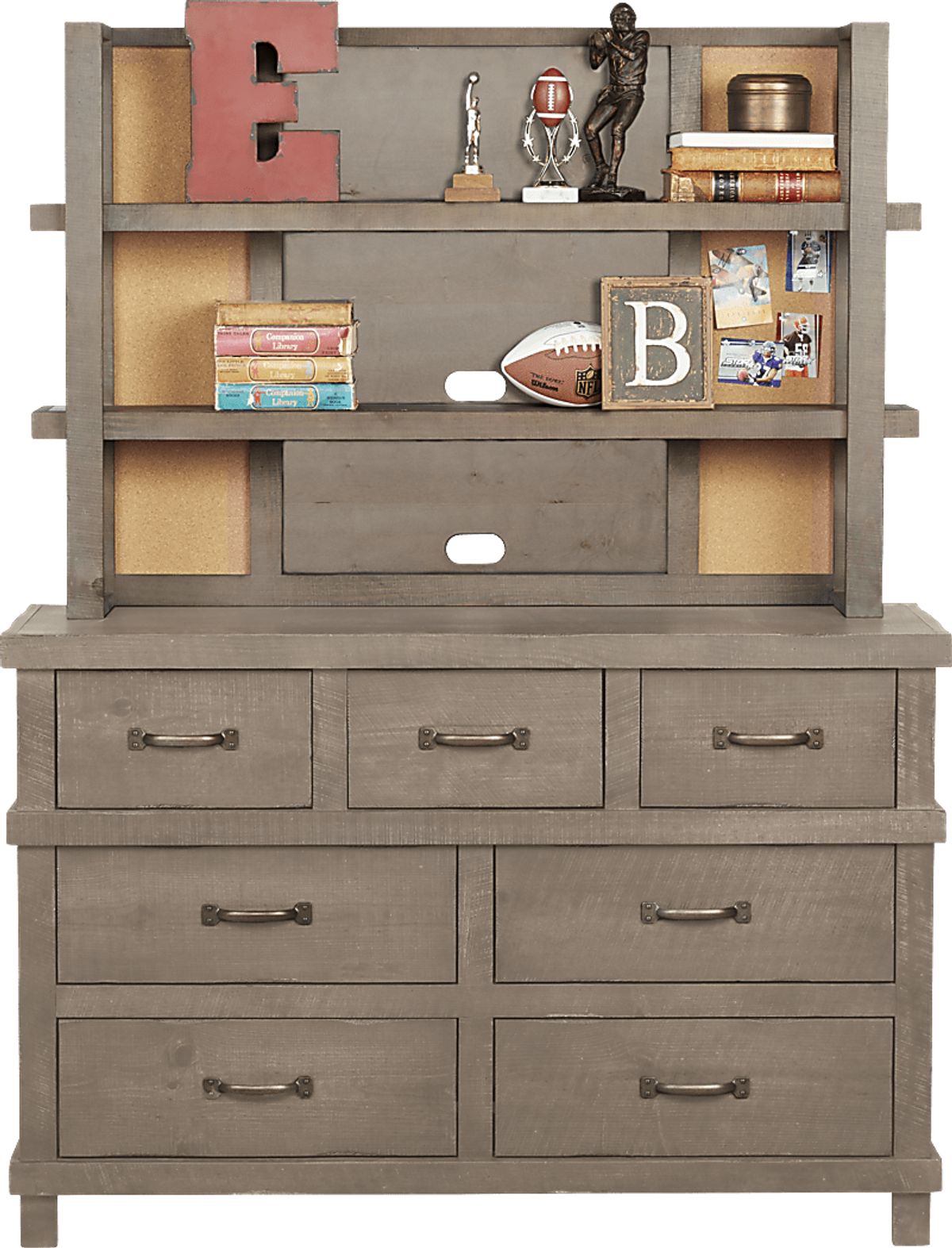 Montana 5 Pc Driftwood Light Wood Full Bedroom Set With Dresser & Hutch ...