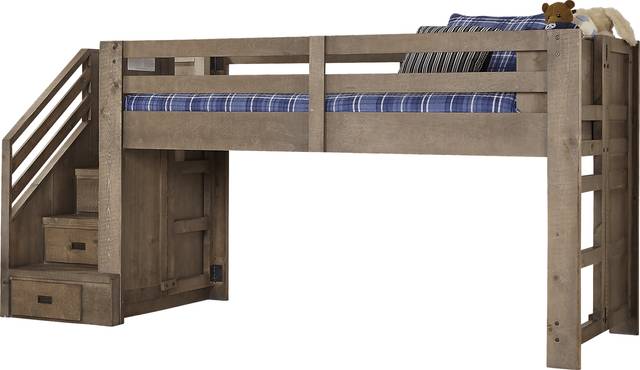 Montana Driftwood Twin Step Jr. Loft Bed - Thumbnail - Image 1
