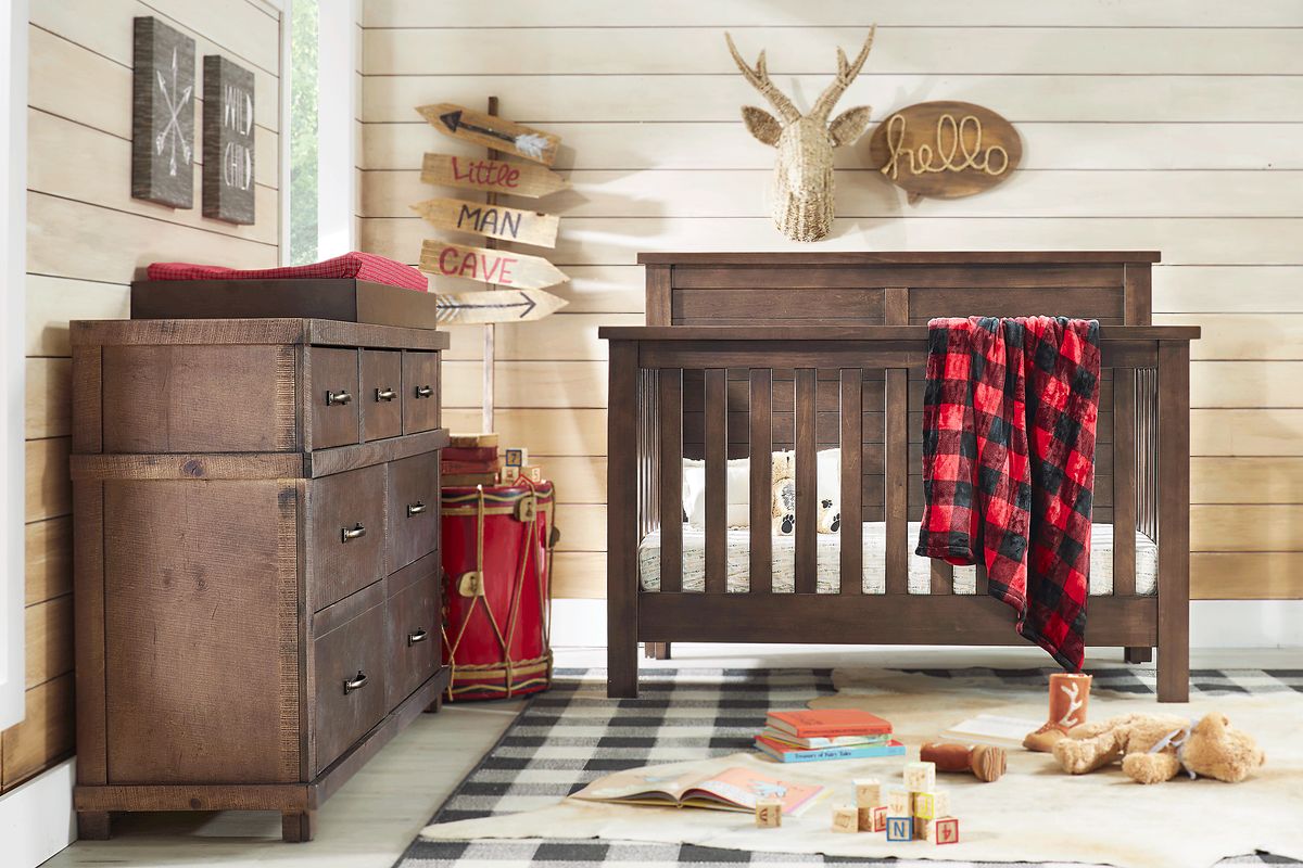 Montana 4 Pc Espresso Dark Wood Bedroom Set With Crib Dresser