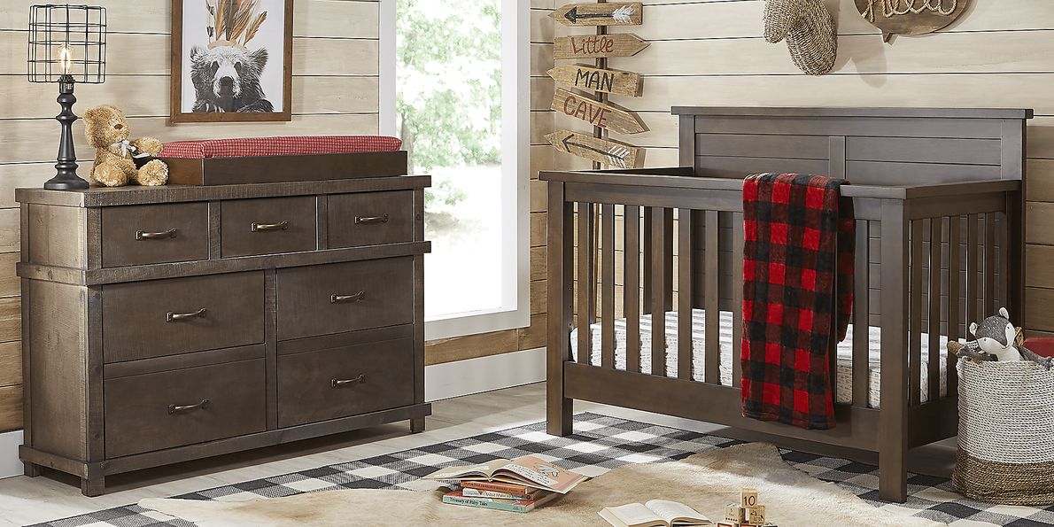 Espresso crib best sale and dresser set