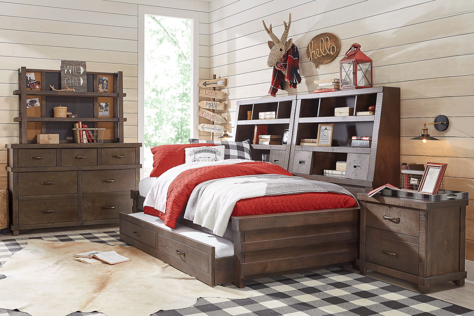 Kids Montana 2.0 Espresso 5 Pc Full Bookcase Wall Bed - Image 2