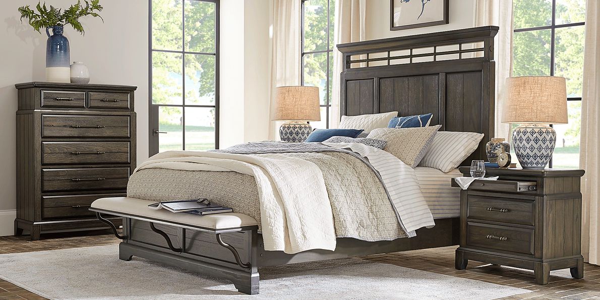 Montana Ridge 5 Pc Brown Dark Wood King Bedroom Set With 3 Pc King ...