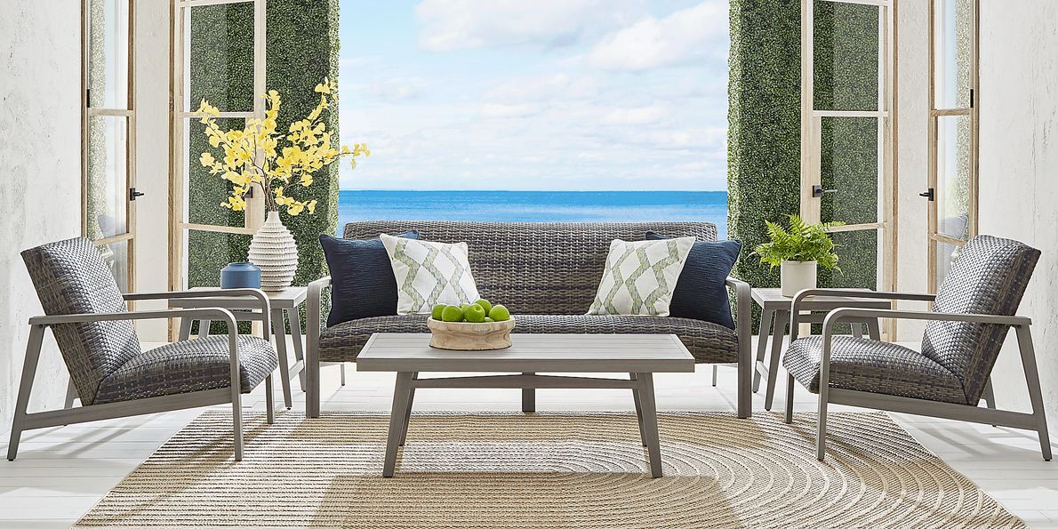 Montara 4 Pc Gray Aluminum Outdoor Seating Set With Sofa Club