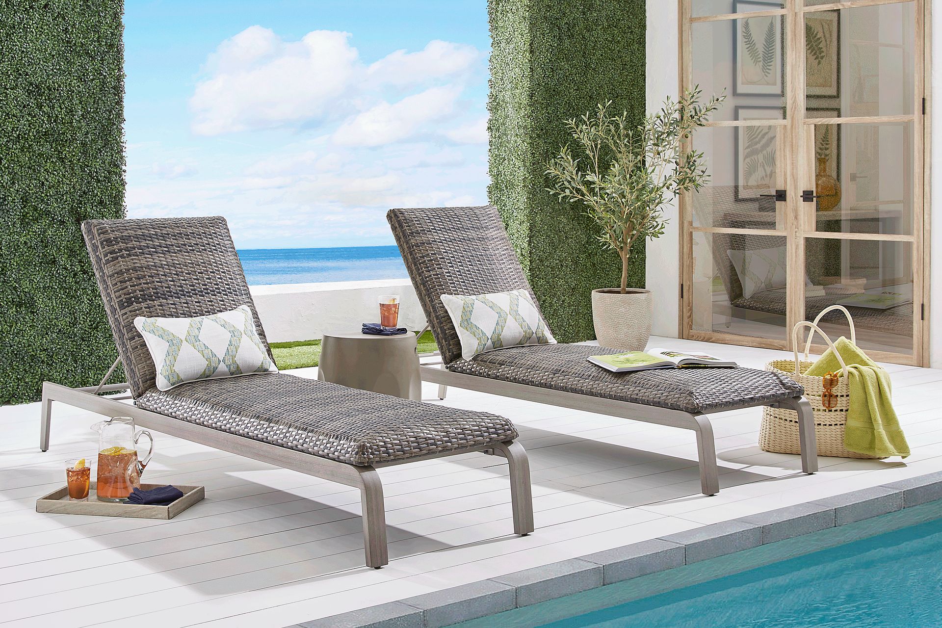 Montara Gray Outdoor Chaise, Set of 2 - Image 2