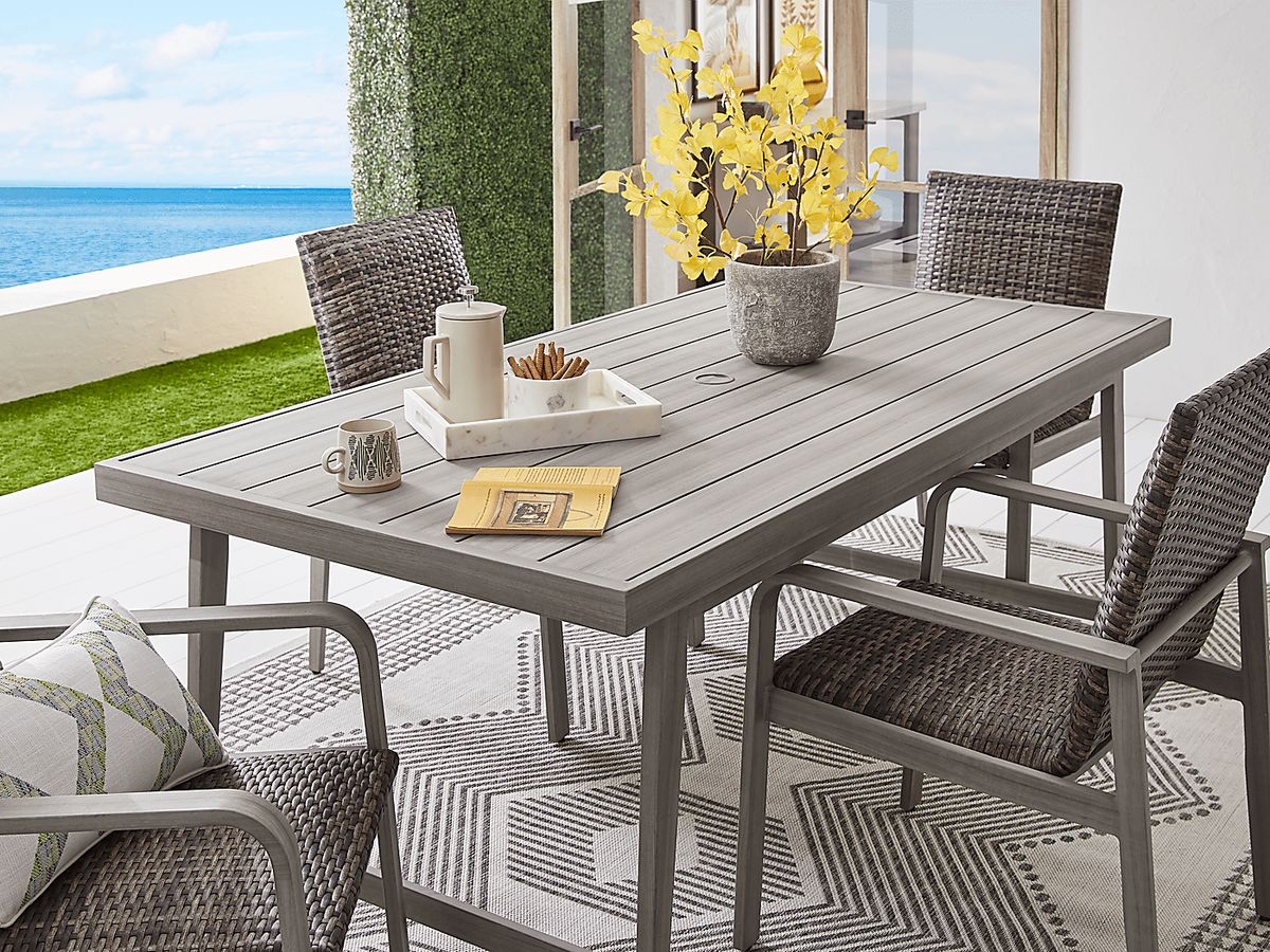 Montara 5 Pc Gray Aluminum Outdoor Dining Set With Dining Table, Side Chair Rooms to Go