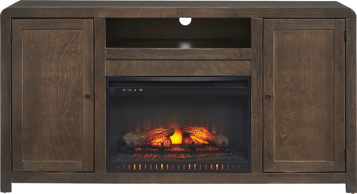 Montavilla Espresso 64 in. Console with Electric Log Fireplace