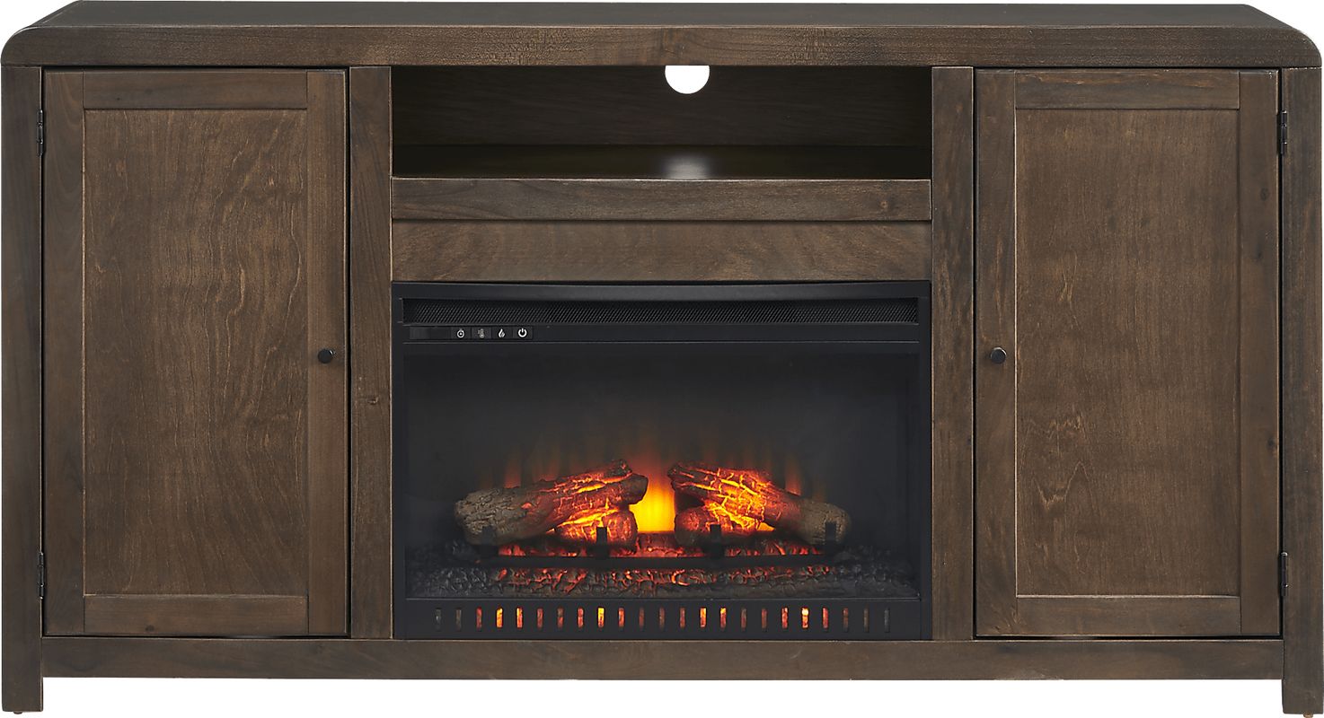 Montavilla Espresso 64 in. Console with Electric Log Fireplace