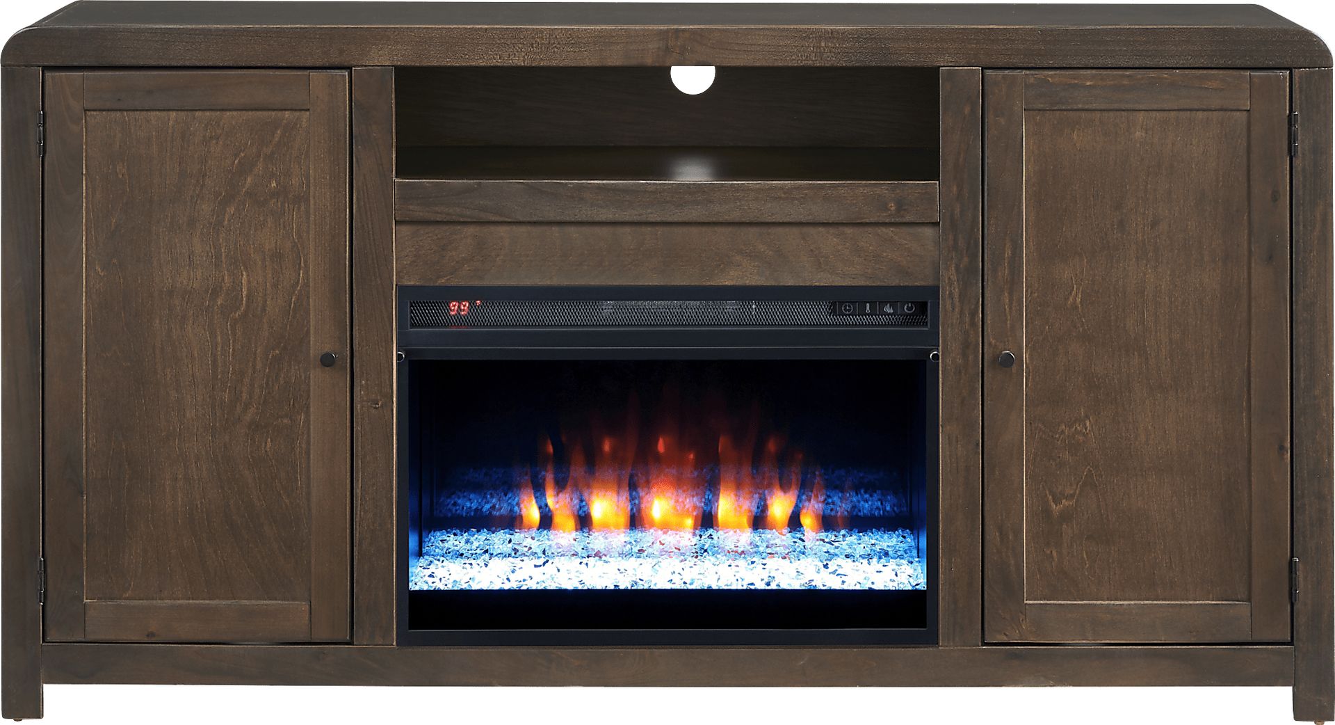 Montavilla Espresso 64 in. Console with Electric Fireplace - Image 1